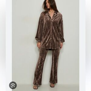 NA-KD brown velvet set
